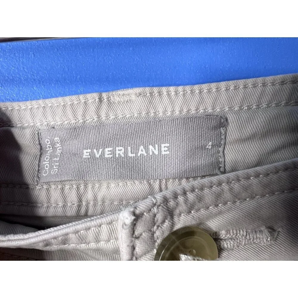 Everlane Wide-Leg Chino Pants Women 4 Beige stretch coin pockets lightweight